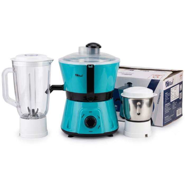 HILLAIR MXJ-3 750 W Mixer Grinder (Powerful/Turbo Motor Multipurpose | 3 Jars | White, Blue)