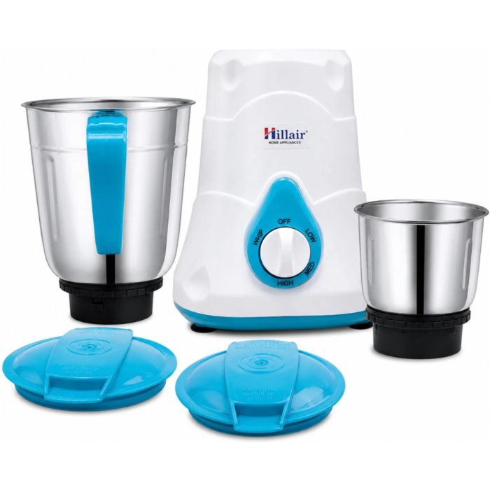 HILLAIR Powerful Motor 500 W Mixer Grinder (HIL-MG500-2J | 2 Jars | White, Blue)